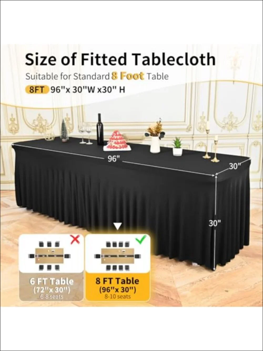 Spandex Fitted Tablecloth & Skirt Set for 8 Ft Tables